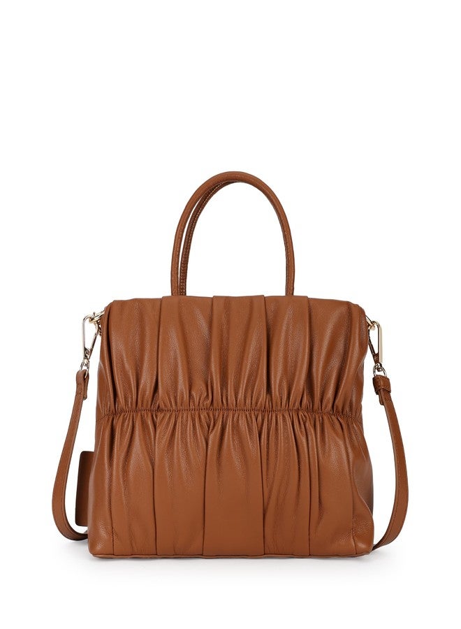 Fastrack Ruched Faux Leather Satchel Bag for Women | Structured Handbag with Detachable Chain Strap, Zippered Compartment and Inner Pockets | Elegant Convertible Bag for Casual and Wear - Image 5